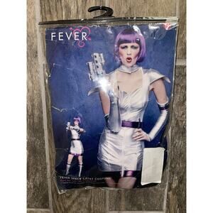 Fever Space Cadet Costume Silver Metallic Womens Medium Sci Fi Futurama Cosplay